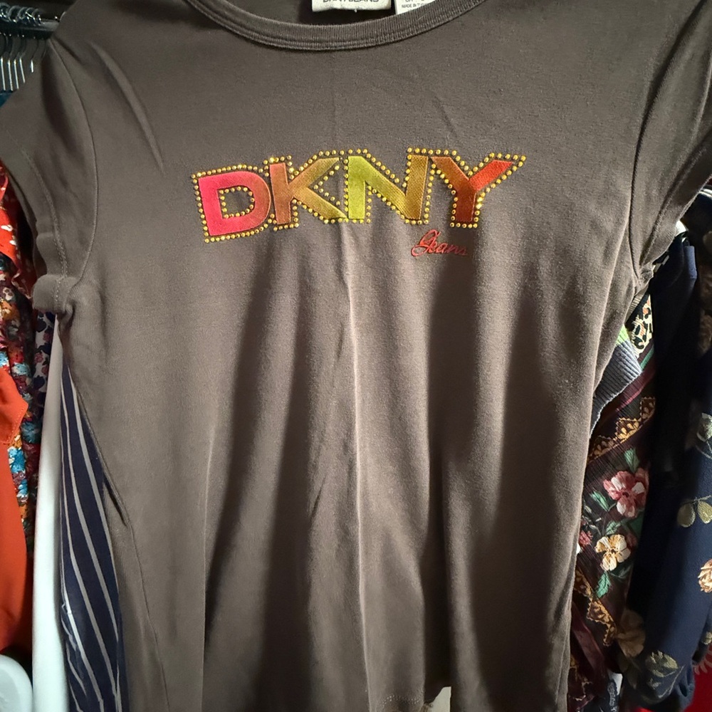 DKNY Brown Tee with Colorful Logo